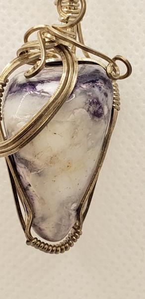 Wire wrapped Purple Opal  Nugget Pendant in sterling silver picture