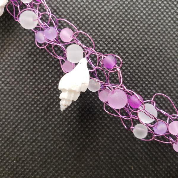 Purple Seashell wire crochet necklace picture