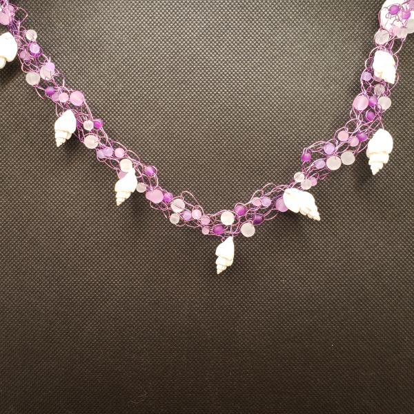 Purple Seashell wire crochet necklace picture