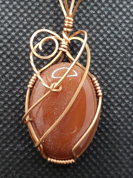Wire wrapped Carnelian Pendant in copper picture