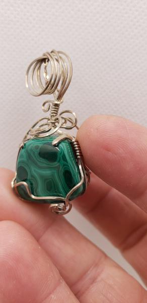 Wire Wrapped Nugget Malachite  in Argentum Sterling Silver