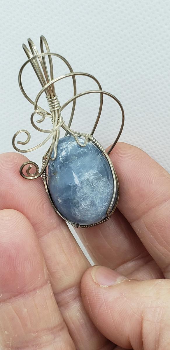 Wire wrapped Aquamarine Pendant in sterling silver picture