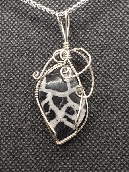 Black Septarian Pendant in sterling silver picture