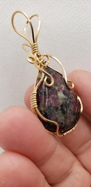 Wire Wrapped Eudialyte Pendant in 14K gold filled picture