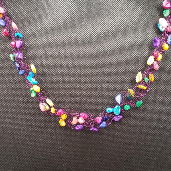 Multicolor Mother of Pearl wire crochet necklace picture