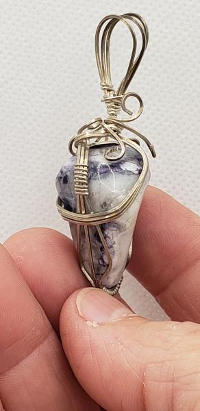 Wire wrapped Purple Opal  Nugget Pendant in sterling silver picture