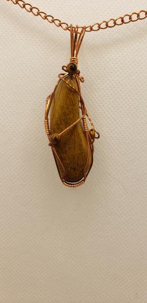 Golden Tiger eye Wire wrapped Nugget in copper wire picture