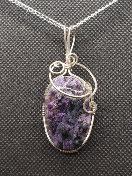 Russian Charoite Pendant in sterling silver picture