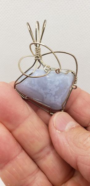 Wire wrapped Blue Lace Agate Pendant in sterling silver picture