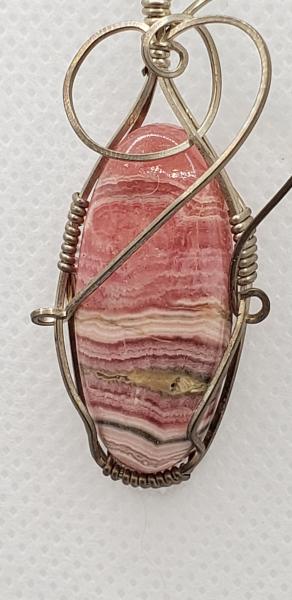 Wire wrapped Rhodochrosite Pendant in sterling silver picture