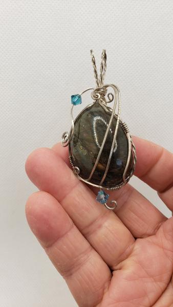 Wire wrapped Labradorite Nugget Pendant in sterling silver picture