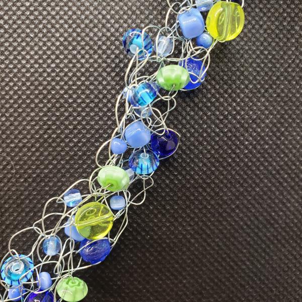 Blue and Green wire crochet necklace picture