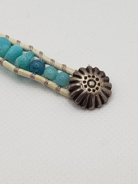 Leather Bracelet with Amazonite and Apatite picture