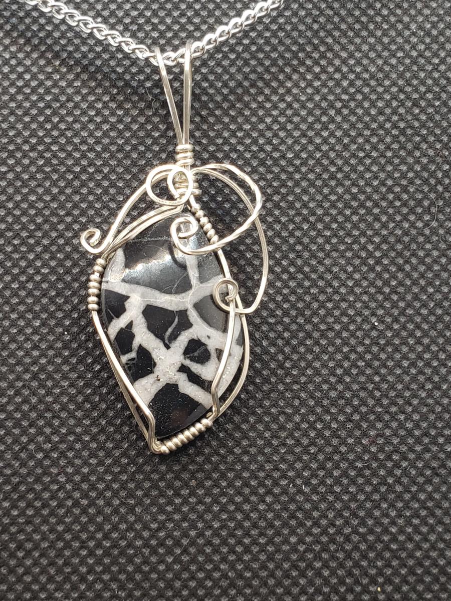 Black Septarian Pendant in sterling silver picture