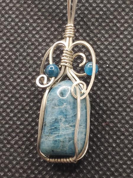 Blue Apatite nugget Pendant in sterling silver picture