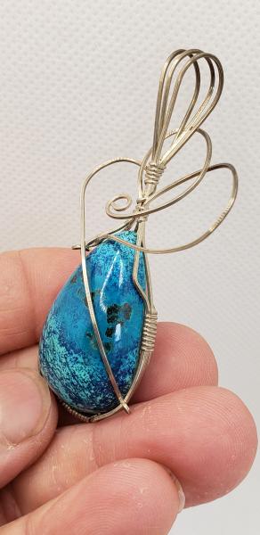 Wire wrapped Azurite Pendant in sterling silver picture