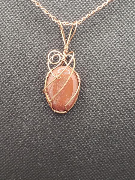 Wire wrapped Carnelian Pendant in copper picture