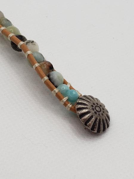 Leather Bracelet with Faceted Amazonite picture