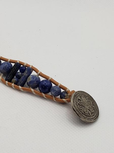 Natural Leather Bracelet with Sodalite picture
