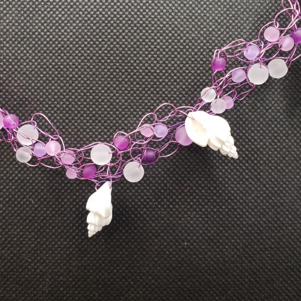 Purple Seashell wire crochet necklace picture