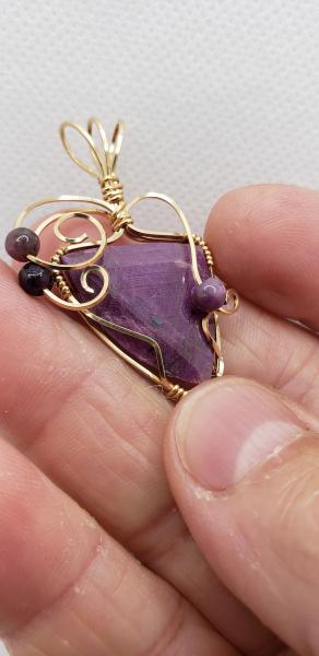 Wire wrapped Ruby Pendant in 14K gold filled wire picture