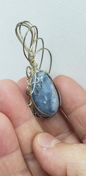 Wire wrapped Aquamarine Pendant in sterling silver picture