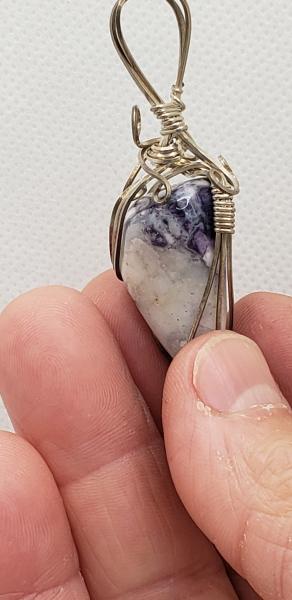 Wire wrapped Purple Opal  Nugget Pendant in sterling silver picture