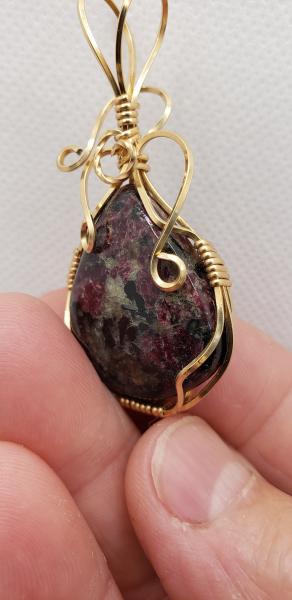 Wire Wrapped Eudialyte Pendant in 14K gold filled picture