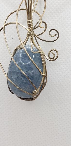 Wire wrapped Aquamarine Pendant in sterling silver picture