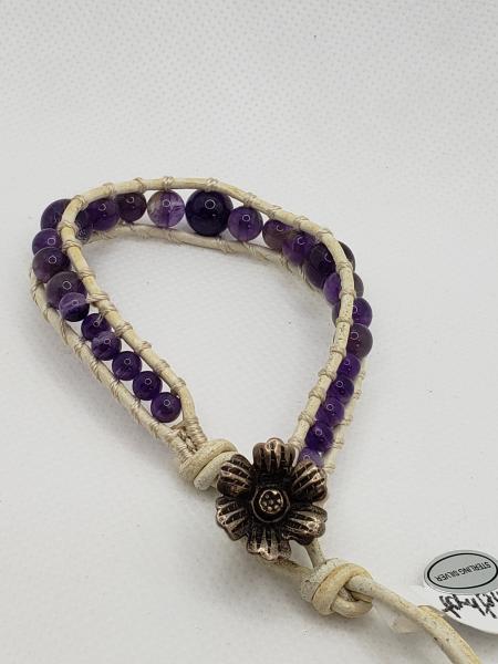Leather Bracelet with Amethyst picture