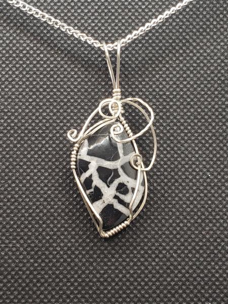 Black Septarian Pendant in sterling silver picture