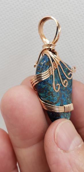 Wire wrapped Shattuckite Nugget in Rose gold picture