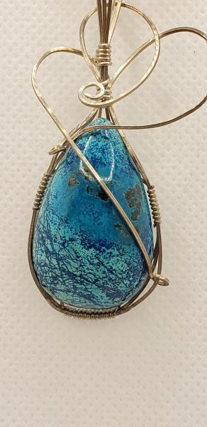 Wire wrapped Azurite Pendant in sterling silver picture