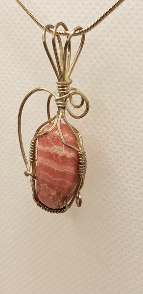 Wire wrapped Rhodochrosite Nugget in sterling silver picture