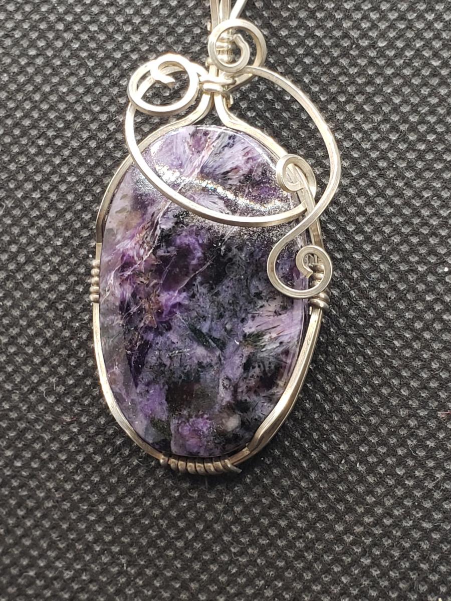 Russian Charoite Pendant in sterling silver picture
