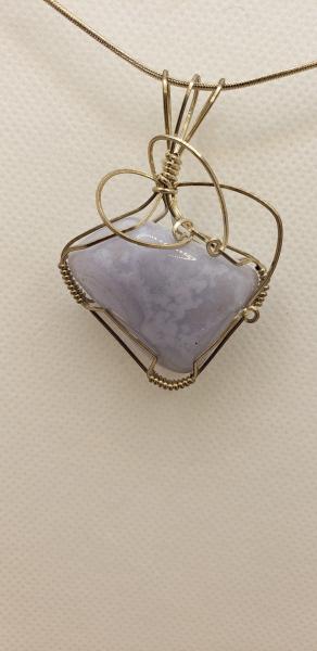 Wire wrapped Blue Lace Agate Pendant in sterling silver picture