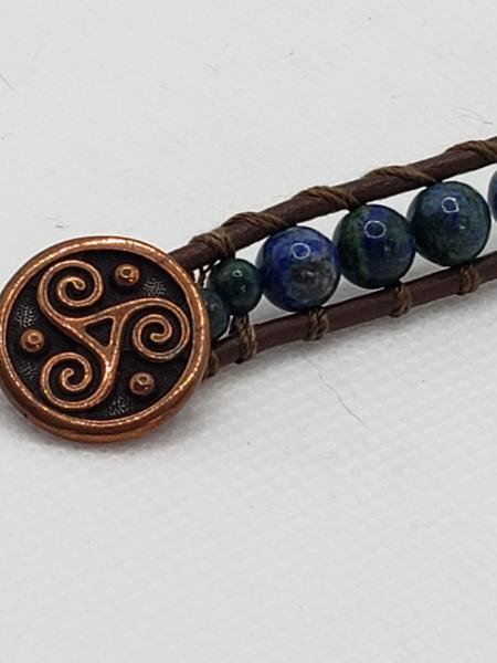 Leather Bracelet with Chysocolla, brown leather picture