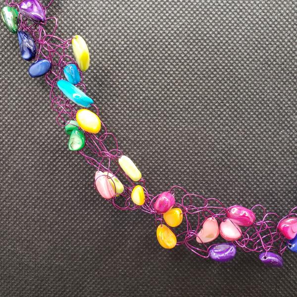 Multicolor Mother of Pearl wire crochet necklace picture