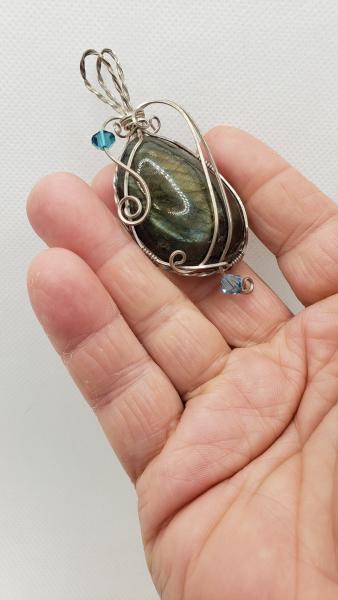 Wire wrapped Labradorite Nugget Pendant in sterling silver picture