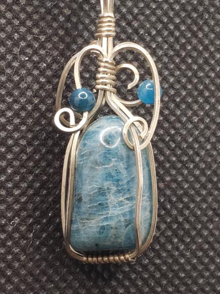 Blue Apatite nugget Pendant in sterling silver picture