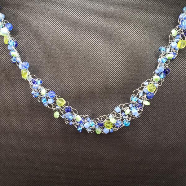 Blue and Green wire crochet necklace
