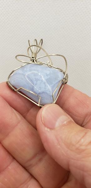 Wire wrapped Blue Lace Agate Pendant in sterling silver picture