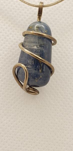Wire wrapped Blue Kyanite Nugget Pendant in sterling silver picture