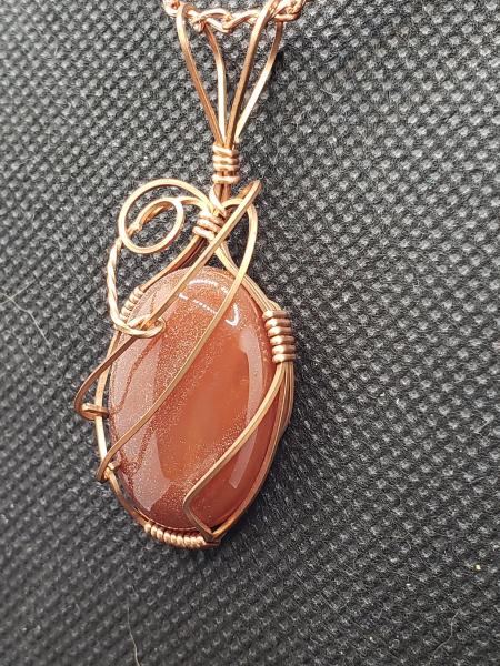 Wire wrapped Carnelian Pendant in copper picture