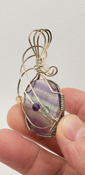 Wire wrapped Fluorite Pendant in sterling silver picture