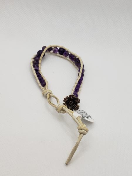 Leather Bracelet with Amethyst