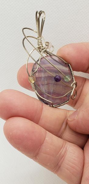 Wire wrapped Fluorite Pendant in sterling silver picture