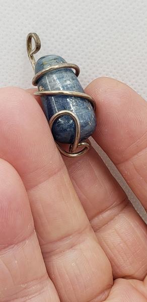 Wire wrapped Blue Kyanite Nugget Pendant in sterling silver picture