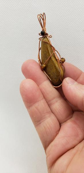 Golden Tiger eye Wire wrapped Nugget in copper wire picture