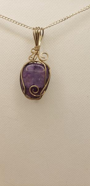 Wire wrapped Russian Charoite freeform Pendant in Argentum sterling silver picture